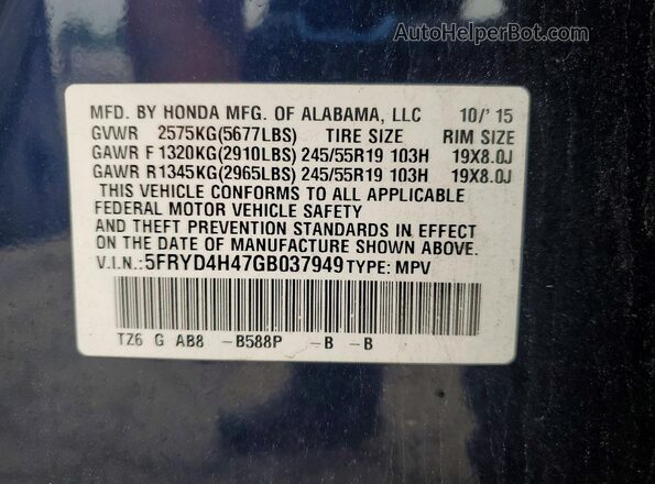 5FRYD4H47GB037949 2016 ACURA MDX Black 