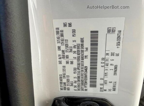 1FTEW1E55KFC64829 2019 FORD F150 White Vista interior trasera