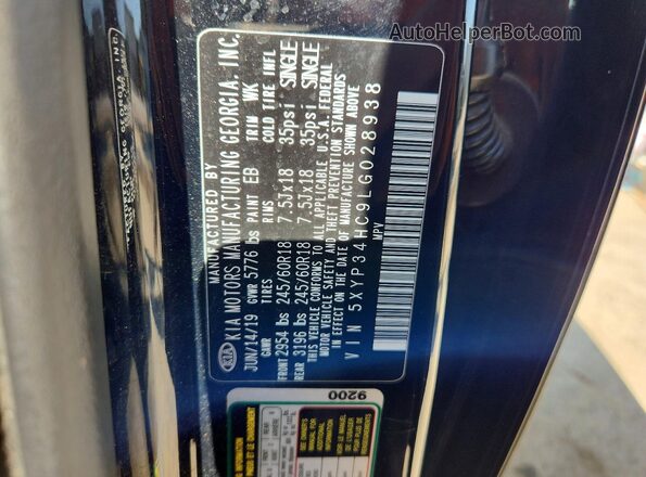 5XYP34HC9LG028938 2020 KIA TELLURIDE Black 360 interior view