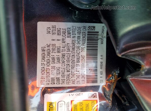 2HGFE1F99RH335467 2024 HONDA CIVIC Gray VIN կոդի պիտակի տեսք