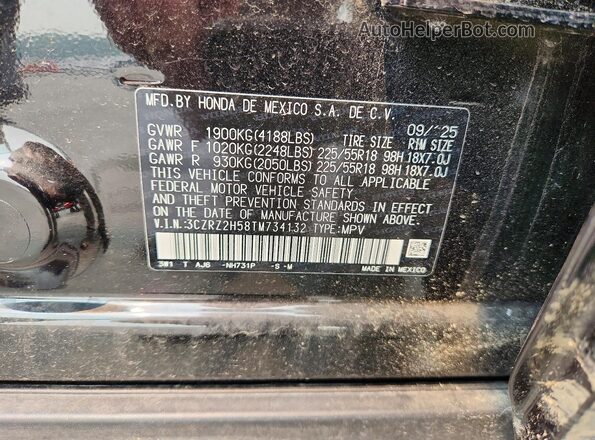 3CZRZ2H58TM734132 2026 HONDA HR-V Black სალონის 360-გრადუსიანი ხედი