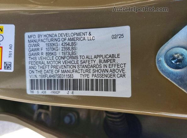 19XFL4H97SE011583 2025 HONDA CIVIC Tan 360 interior view