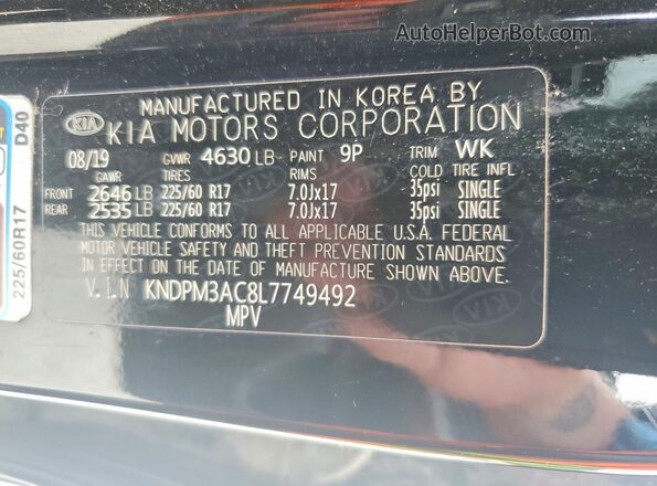 KNDPM3AC8L7749492 2020 KIA SPORTAGE Black Սալոնի 360 աստիճան տեսք