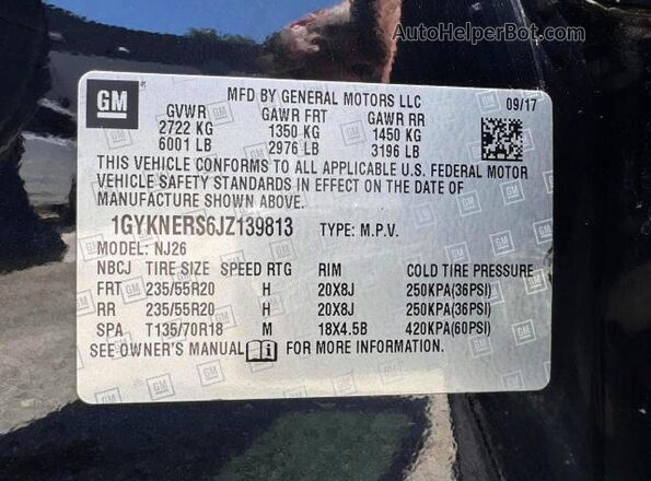 1GYKNERS6JZ139813 2018 CADILLAC XT5 Black 