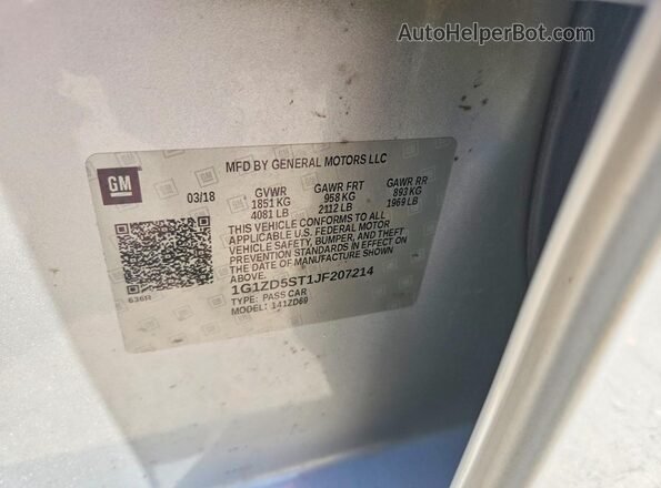 1G1ZD5ST1JF207214 2018 CHEVROLET MALIBU Silver VIN կոդի պիտակի տեսք