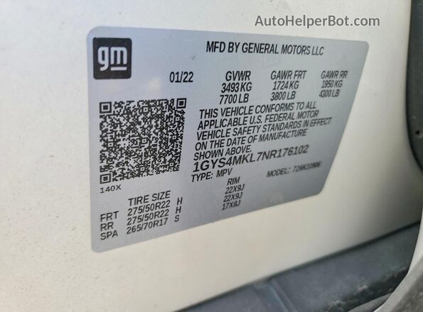 1GYS4MKL7NR176102 2022 CADILLAC ESCALADE White 360 interior view