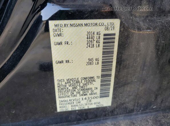1N4AL4CV5LC143500 2020 NISSAN ALTIMA Black Vista de la etiqueta del VIN