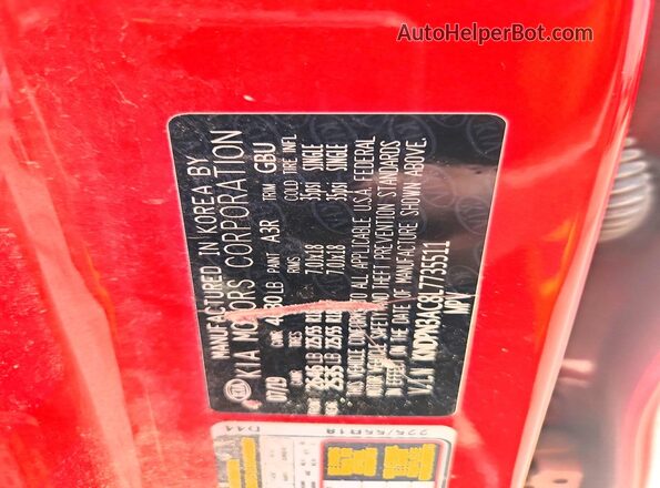 KNDPN3AC8L7735511 2020 KIA SPORTAGE Red Vista interior de 360 grados
