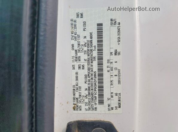 1FTMF1CP0GKD12865 2016 FORD F150 White Vista de la etiqueta del VIN