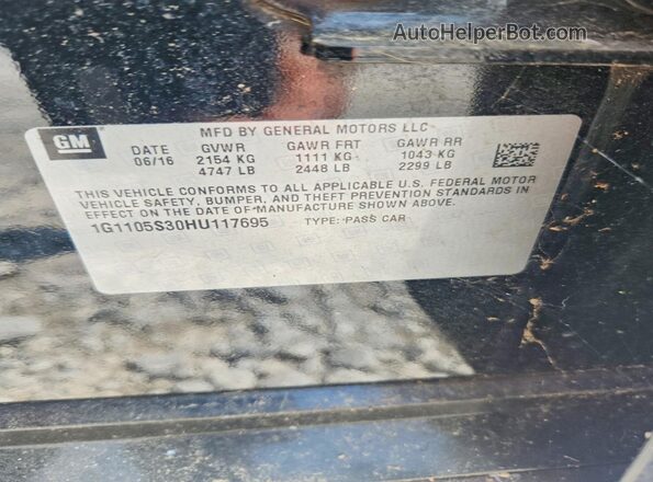 1G1105S30HU117695 2017 CHEVROLET IMPALA Black VIN sticker view