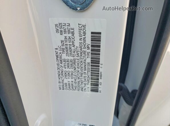 7FARS3H77TE001306 2026 HONDA CR-V White VIN sticker view