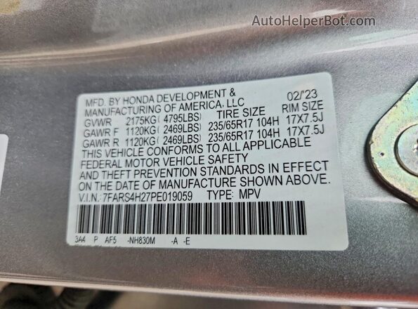 7FARS4H27PE019059 2023 HONDA CR-V Silver Vista del compartimento del motor