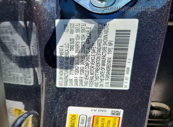 7FARS4H40RE014614 2024 HONDA CR-V Угольный Вид наклейки с VIN-кодом