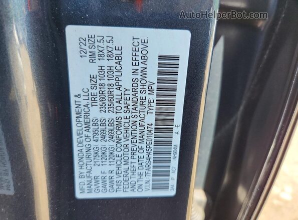 7FARS4H45PE010474 2023 HONDA CR-V Gray Widok naklejki z numerem VIN