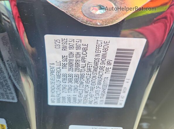 7FARS4H45SE017174 2025 HONDA CR-V Black VIN կոդի պիտակի տեսք