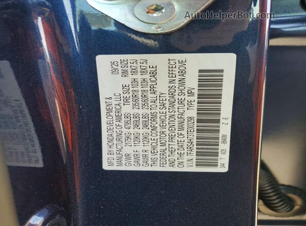 7FARS4H73TE003298 2026 HONDA CR-V Синий Вид наклейки с VIN-кодом