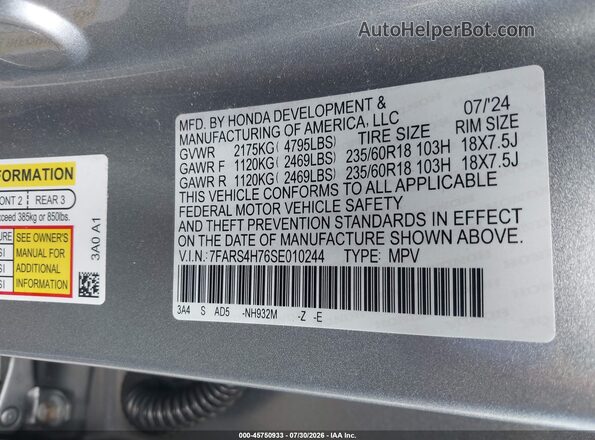 7FARS4H76SE010244 2025 HONDA CR-V Silver Widok komory silnika