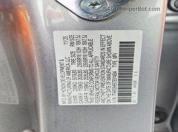 7FARS5H55TE014694 2026 HONDA CR-V Silver ძრავის განყოფილების ხედი