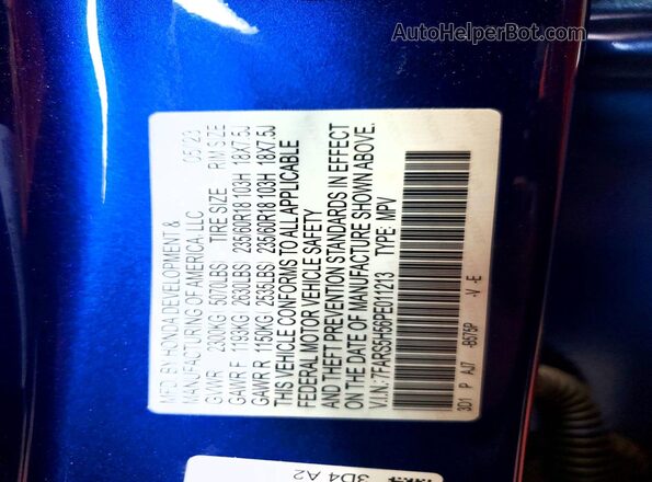 7FARS5H56PE011213 2023 HONDA CR-V Blue 360 interior view