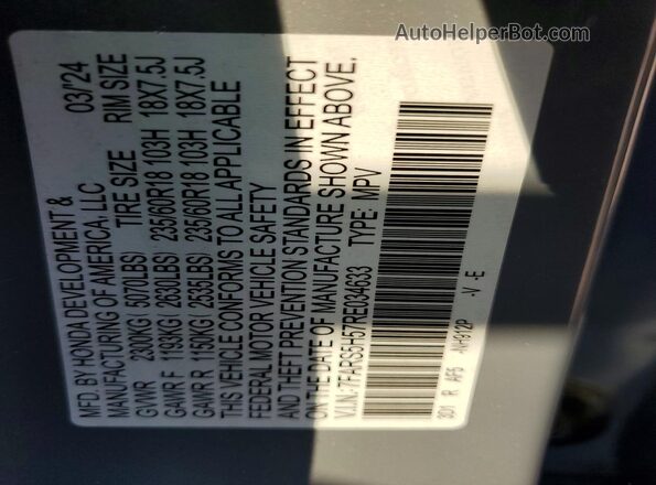 7FARS5H57RE034633 2024 HONDA CR-V Silver VIN կոդի պիտակի տեսք