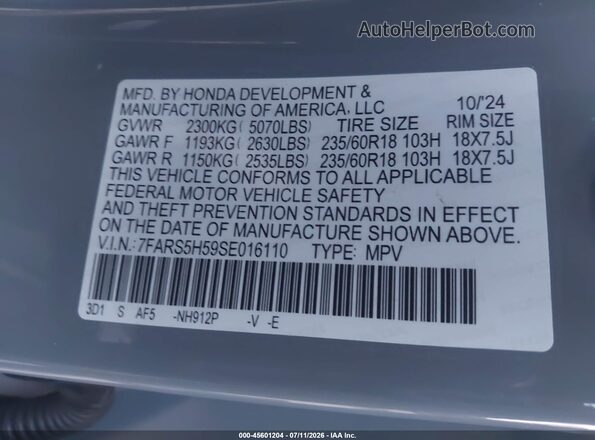 7FARS5H59SE016110 2025 HONDA CR-V Gray Vista del compartimento del motor