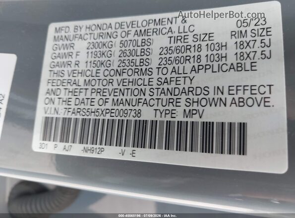 7FARS5H5XPE009738 2023 HONDA CR-V Gray Engine compartment view