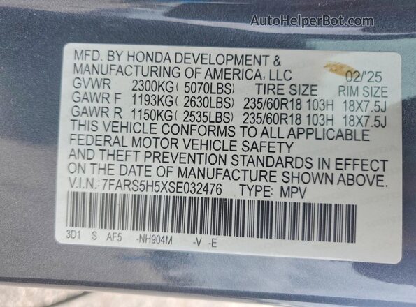 7FARS5H5XSE032476 2025 HONDA CR-V Charcoal Vista del compartimento del motor