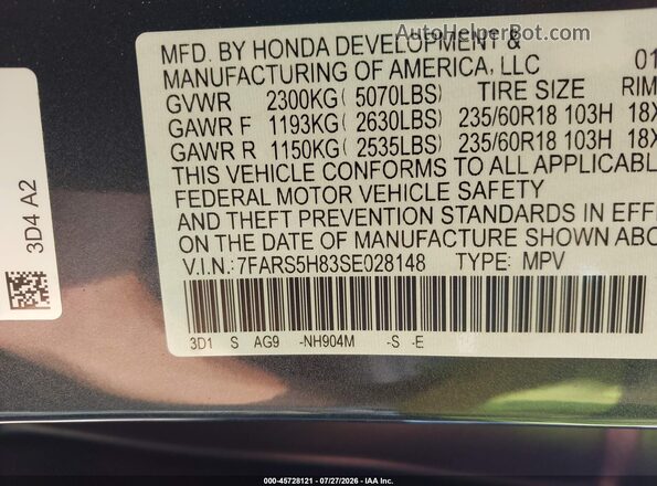7FARS5H83SE028148 2025 HONDA CR-V Gray Vista del compartimento del motor