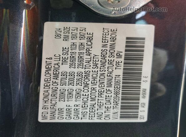 7FARS5H86SE006774 2025 HONDA CR-V Gray VIN կոդի պիտակի տեսք