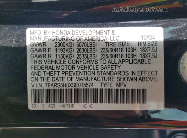 7FARS5H8XSE015574 2025 HONDA CR-V Black Widok komory silnika