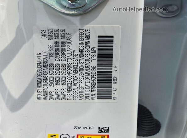 7FARS6H50PE031866 2023 HONDA CR-V White Вид підкапотного простору