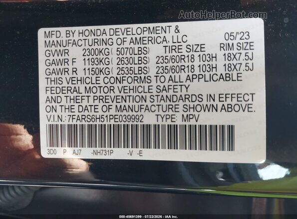 7FARS6H51PE039992 2023 HONDA CR-V Black Engine compartment view