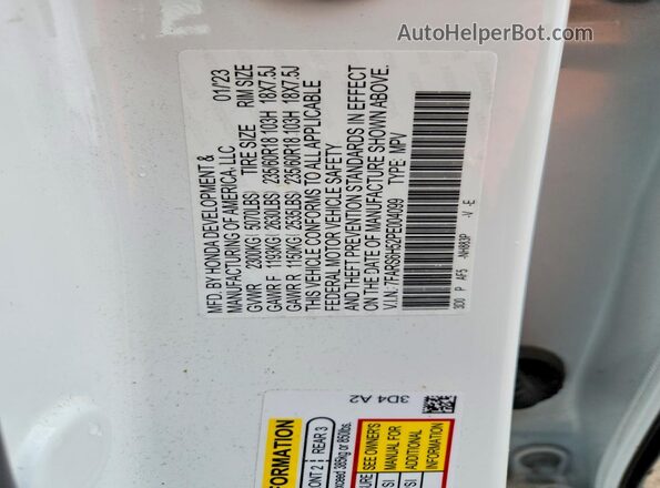 7FARS6H52PE004099 2023 HONDA CR-V White ძრავის განყოფილების ხედი