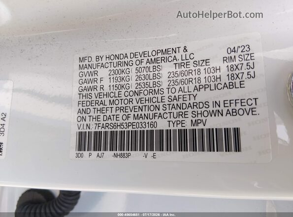 7FARS6H53PE033160 2023 HONDA CR-V White ძრავის განყოფილების ხედი