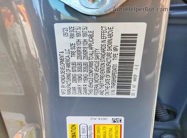 7FARS6H55PE034701 2023 HONDA CR-V Gray Vista de la etiqueta del VIN