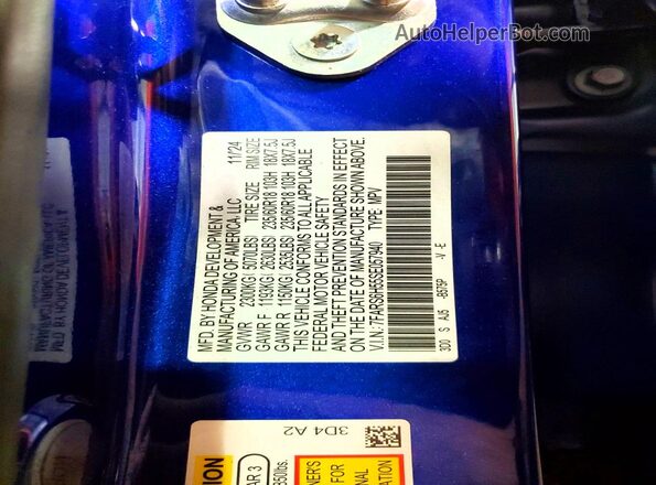7FARS6H55SE057940 2025 HONDA CR-V Blue Widok wnętrza 360 stopni