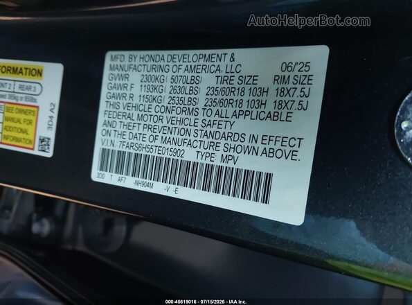 7FARS6H55TE015902 2026 HONDA CR-V Gray Vista del compartimento del motor