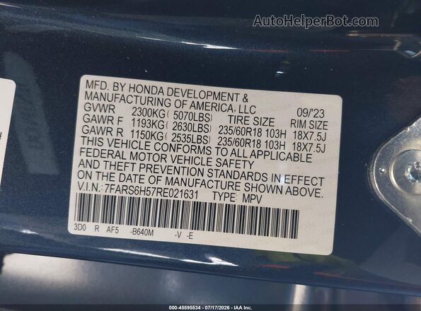 7FARS6H57RE021631 2024 HONDA CR-V Dark Blue Вид подкапотного пространства