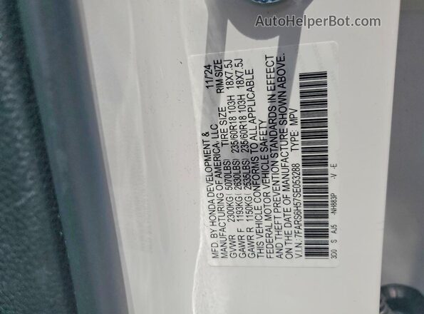 7FARS6H57SE053288 2025 HONDA CR-V White VIN sticker view