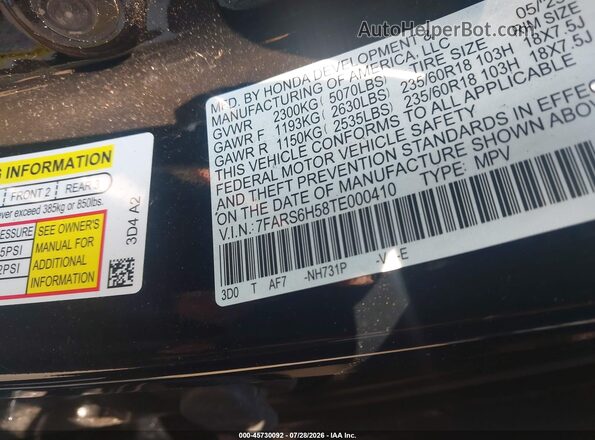 7FARS6H58TE000410 2026 HONDA CR-V Black Vista del compartimento del motor
