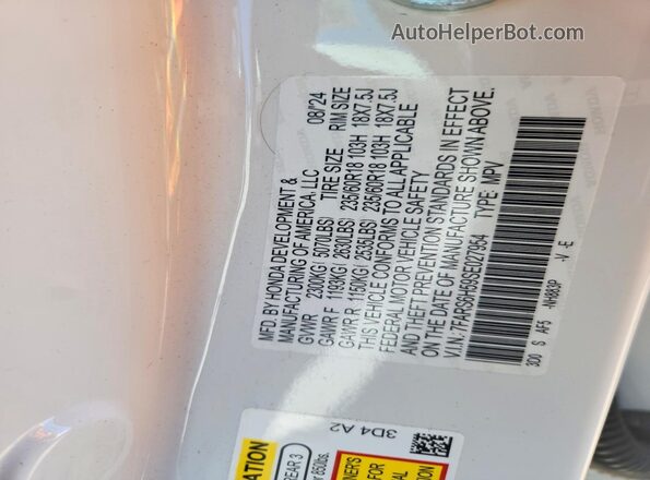 7FARS6H59SE027954 2025 HONDA CR-V White Vista del compartimento del motor