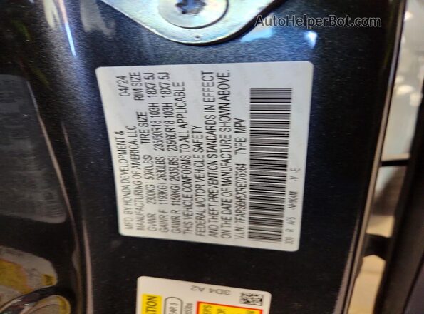 7FARS6H5XRE076364 2024 HONDA CR-V Gray VIN sticker view