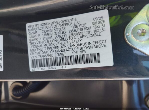 7FARS6H80TE054097 2026 HONDA CR-V Серый Вид подкапотного пространства