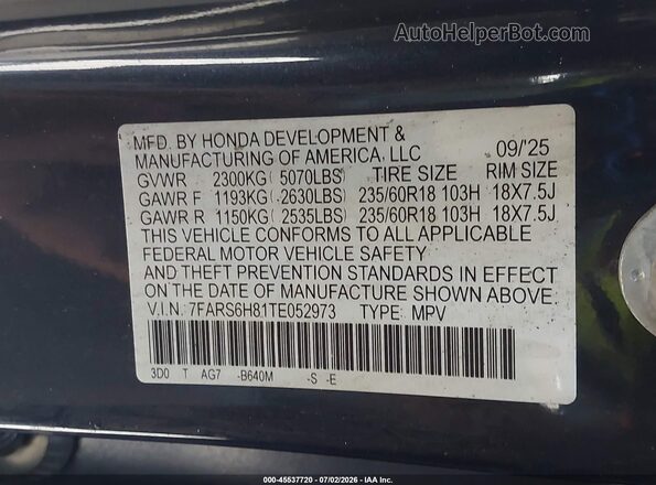 7FARS6H81TE052973 2026 HONDA CR-V Navy Շարժիչի բաժամունքի տեսք