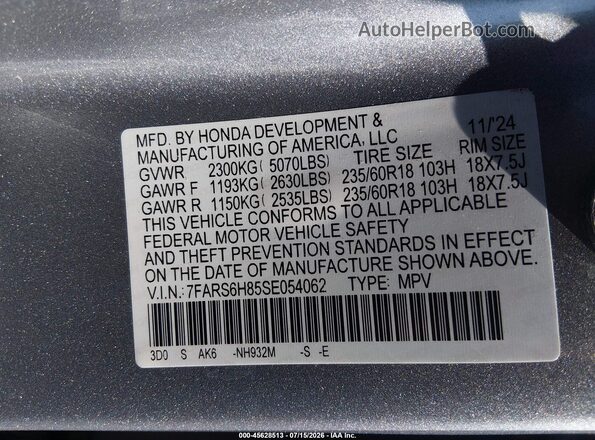 7FARS6H85SE054062 2025 HONDA CR-V Silver Engine compartment view