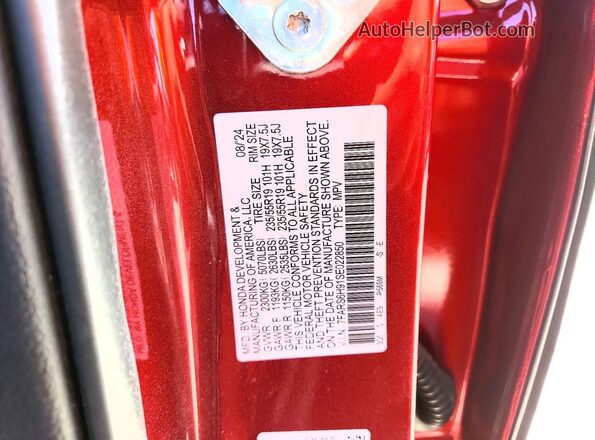 7FARS6H91SE022850 2025 HONDA CR-V Burgundy Widok naklejki z numerem VIN