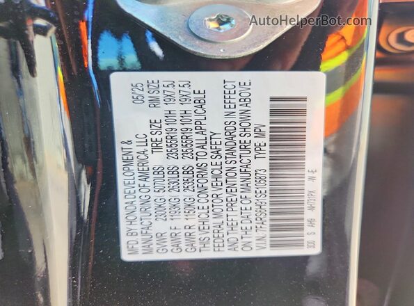 7FARS6H91SE105873 2025 HONDA CR-V Black Widok naklejki z numerem VIN