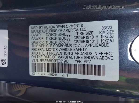 7FARS6H92PE021200 2023 HONDA CR-V Серый Вид подкапотного пространства