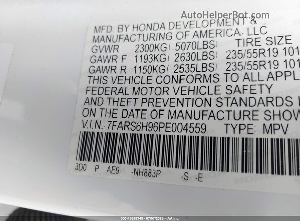7FARS6H96PE004559 2023 HONDA CR-V Белый Вид подкапотного пространства