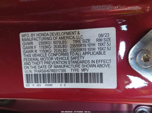 7FARS6H97RE017355 2024 HONDA CR-V Red Engine compartment view